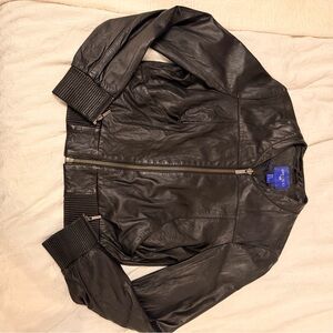Jimmy Choo Black Leather Bomber Jacket